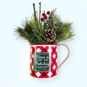 The Pioneer Woman Holiday Cheer Red, White Plaid Table Top Decoration, 12 inch